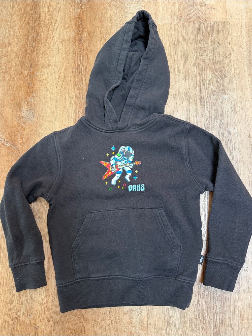 Vans Black Kids Hoodie with Colorful Astronaut Guitar Graphic